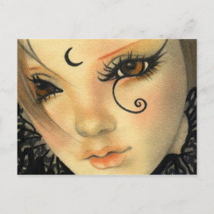 Gothic witch doll face Postcard