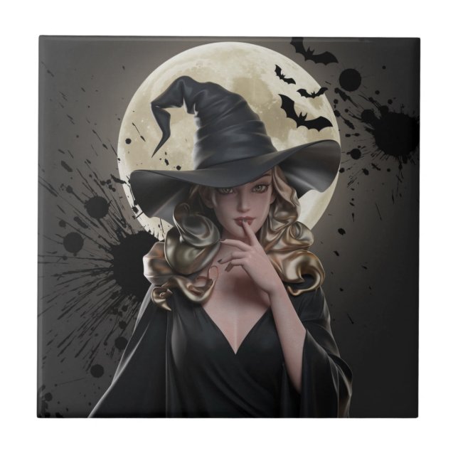Gothic Witch Halloween Coaster (Front)