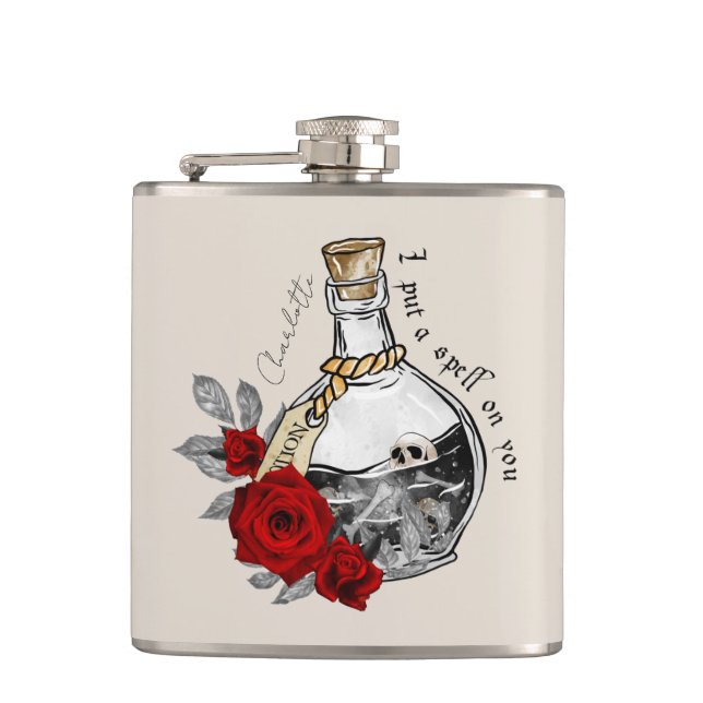 Gothic Witch Love Potion Hip Flask (Front)