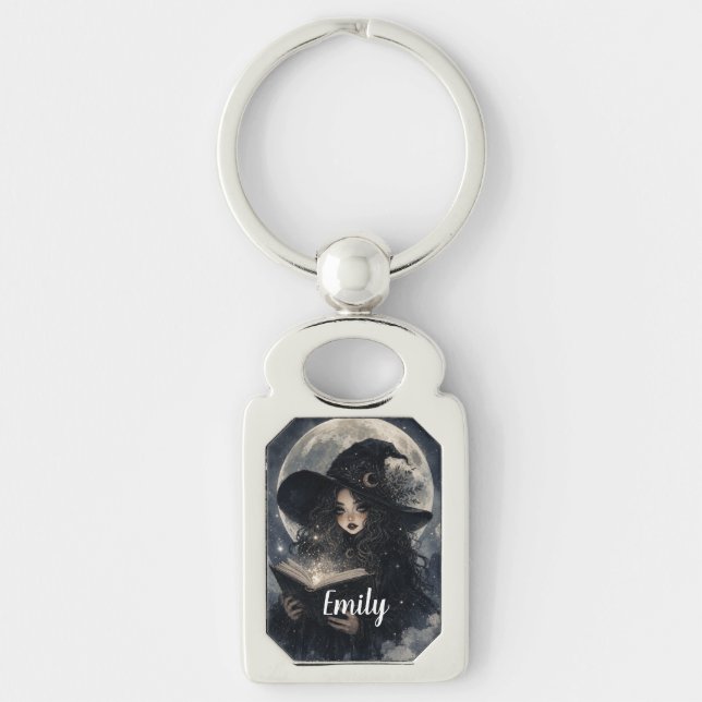 Gothic Witch Nature Full Moon Design ||  Key Ring (Front)