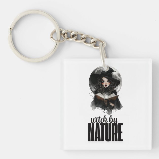 Gothic Witch Nature Full Moon Design ||  Key Ring (Front)