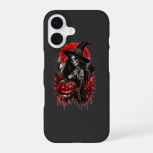 Gothic Witch Pumpkin Halloween Black Cat Spooky De iPhone 16 Case
