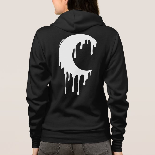 Gothic Witch White Dripping Moon Silhouette Hoodie (Back)