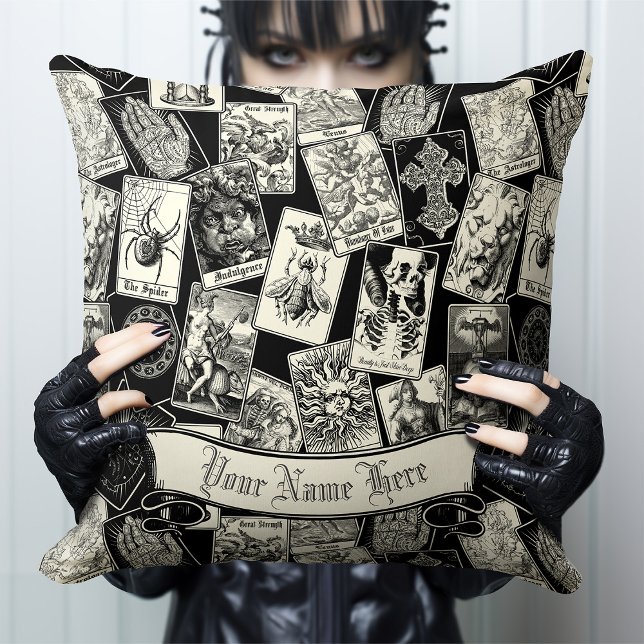 Gothic Witch Witchcraft Apothecary Tarot Cards Cushion (Creator Uploaded)