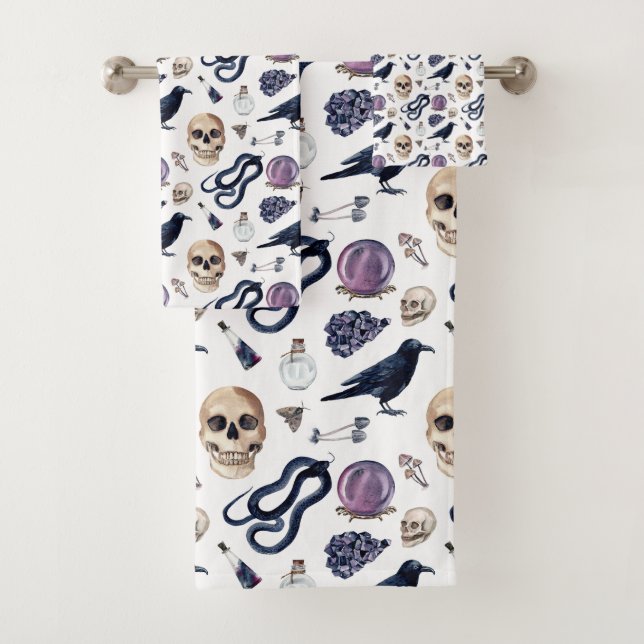 Gothic Witchcraft and Magic Accessories   Bath Towel Set (Insitu)