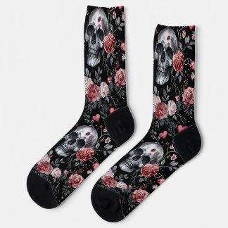 Gothic Witchcraft Skulls with Roses Socks