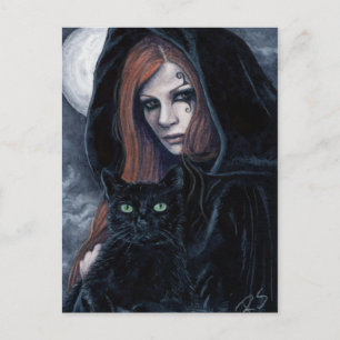 Gothic Witching Hour Cat Postcard