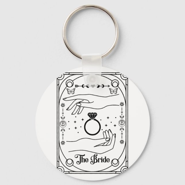 Gothic Witchy Bride Coven Tarot Halloween Bachelor Key Ring (Front)