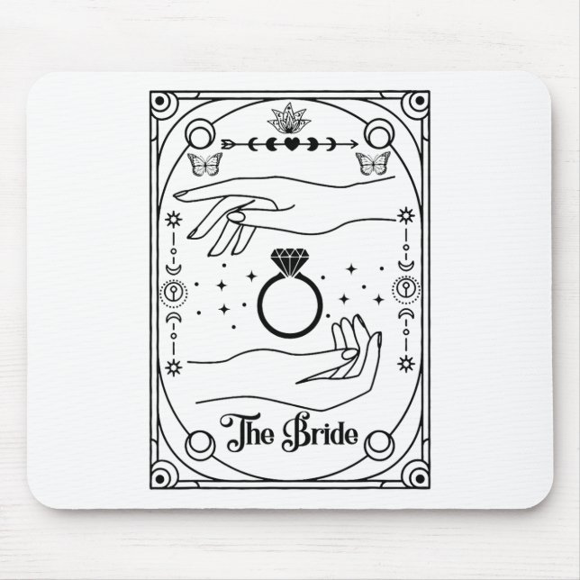 Gothic Witchy Bride Coven Tarot Halloween Bachelor Mouse Pad (Front)
