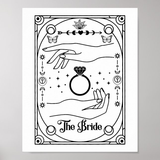 Gothic Witchy Bride Coven Tarot Halloween Bachelor Poster (Front)