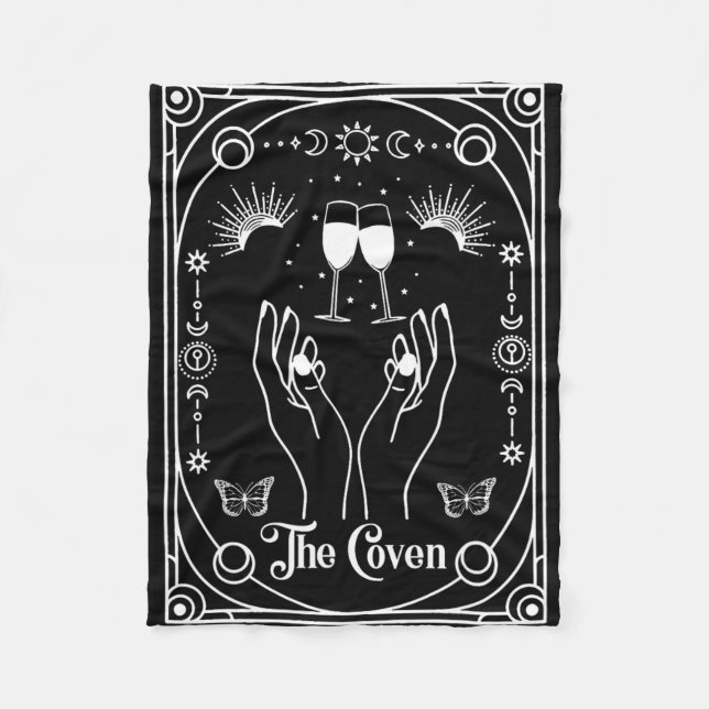 Gothic Witchy Coven Bride Tarot Halloween Bachelor Fleece Blanket (Front)