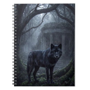 Gothic Wolf Dark Forest Art Print Notebook
