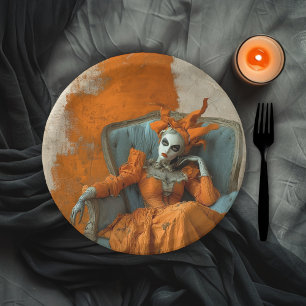 Gothic Woman at the Opera Halloween Costume Party Paper Plate