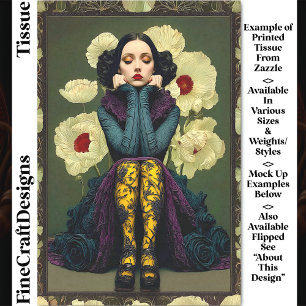 Gothic Woman Portrait With Poppies DQ6L Decoupage Tissue Paper