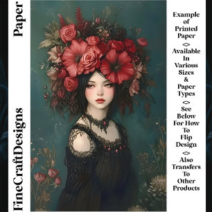Gothic Woman, Red Flowers Crown CP5 Craft Paper