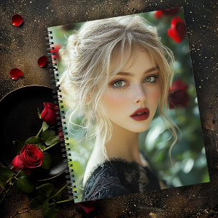 Gothic Woman & Red Roses Notebook