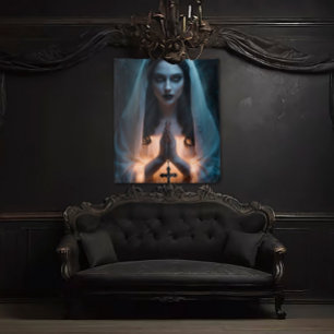 Gothic Woman with Crucifix Tapestry