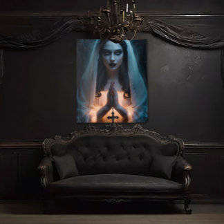 Gothic Woman with Crucifix Tapestry