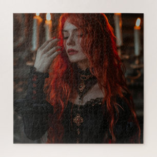 Gothic Woman with Red Hair Jigsaw Puzzle