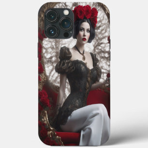 Gothic Woman with Red Rose Headpiece iPhone 13 Pro Max Case