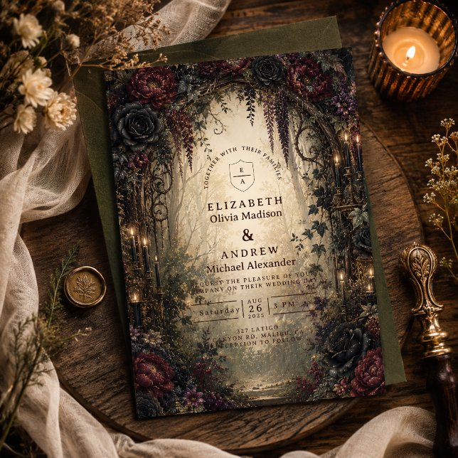 Gothic Woodland Wedding Invitation (Creator Uploaded)