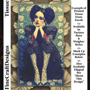 Gothic Young Woman Portrait, Floral DQ5L Decoupage Tissue Paper