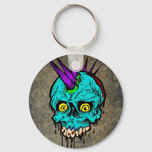Gothic Zombie Punk Skull Key Ring