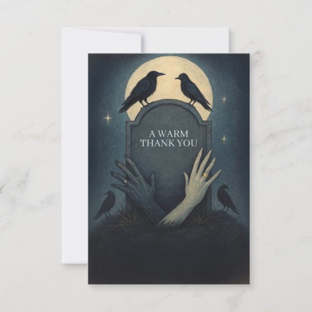 Gothic Zombie Raven Wedding Romantic Thank You Card (Front)