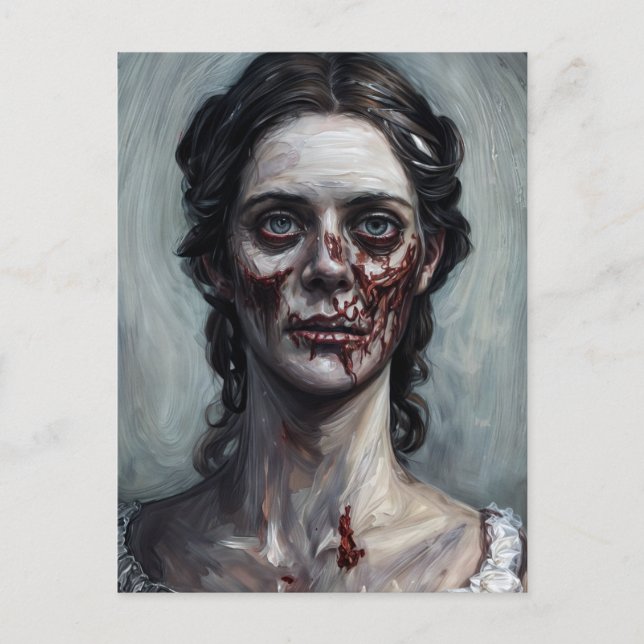 Gothic Zombie Woman Horror Portrait Postcard (Front)
