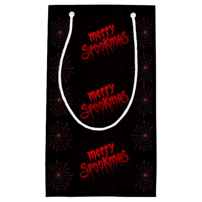 Gothmas Bold Red Script on Black Goth Christmas Small Gift Bag (Front)