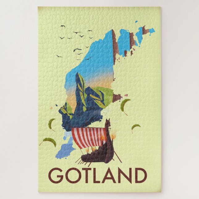Gotland Baltic Sea Viking Travel map Jigsaw Puzzle (Vertical)
