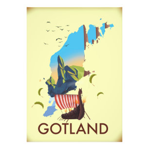 Gotland Baltic Sea Viking Travel map Photo Print