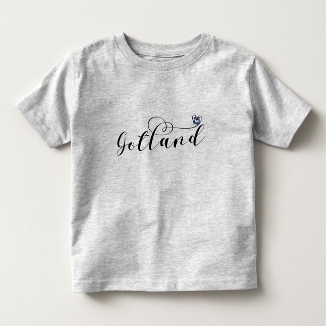 Gotland Flag Heart Script Design, Sweden Toddler T-Shirt (Front)