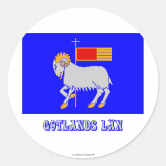 Gotlands län flag with name classic round sticker