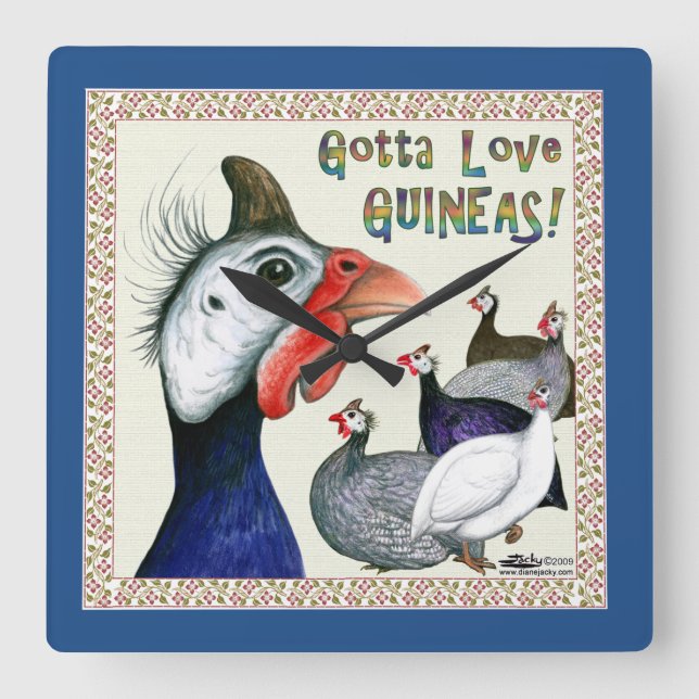Gotta Love Guineas! Square Wall Clock (Front)