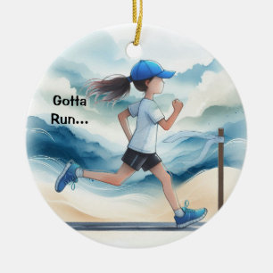 Gotta Run Female Runner Keepsake Ceramic Tree Decoration