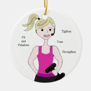 Gotta Work Out Female Weight Lifting Ceramic Tree Decoration