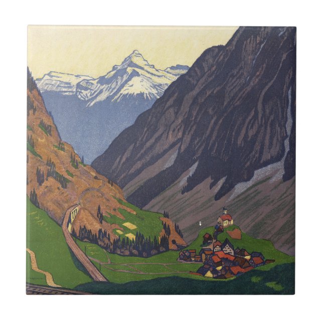 Gotthard Pass mountain pass in the Alps Tile (Front)