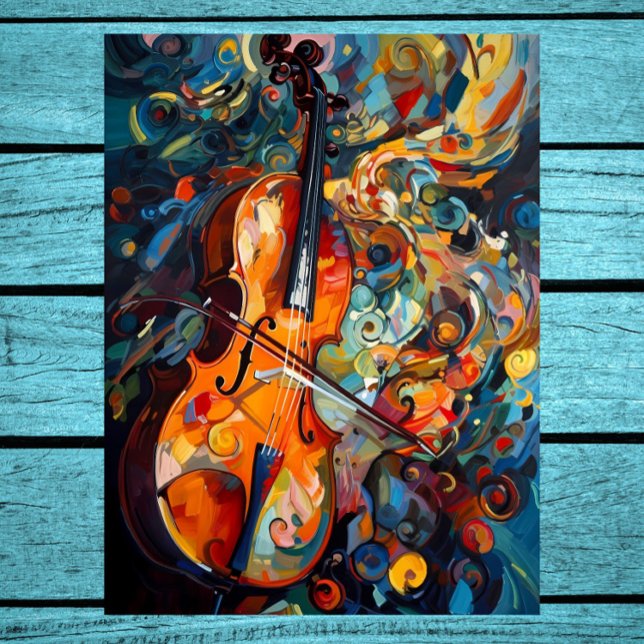 Gouache Art Colourful Cello Poster Print (Creator Uploaded)