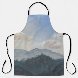 Gouache Blue Mountains: Vibrant Nature Scene Apron