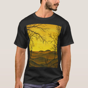 Gouache painting: yellow sky, brown. T-Shirt
