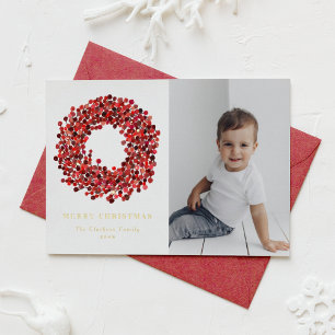 Gouache Red Winterberry Wreath Photo Christmas