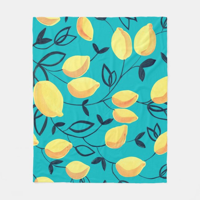 Gouache seamless pattern with decorative yellow le fleece blanket (Front)