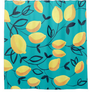 Gouache seamless pattern with decorative yellow le shower curtain