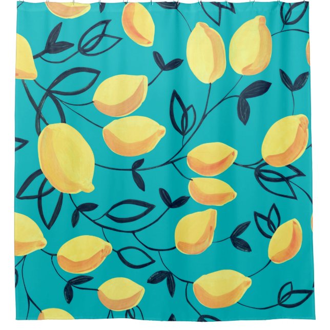Gouache seamless pattern with decorative yellow le shower curtain (Front)