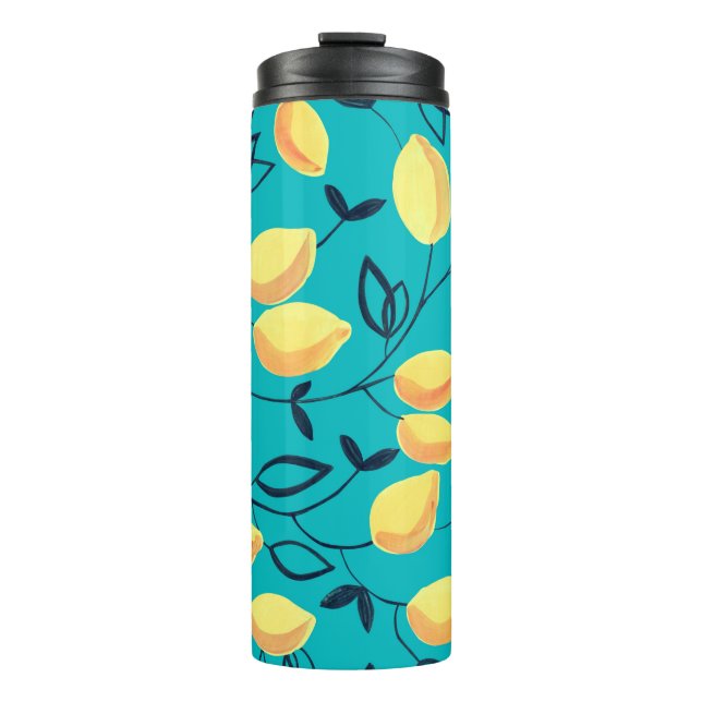 Gouache seamless pattern with decorative yellow le thermal tumbler (Front)