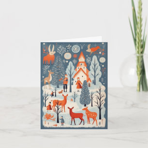 Gouache Vintage Retro Christmas Card