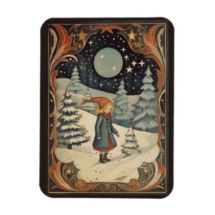Gouache Vintage Retro Christmas Magnet