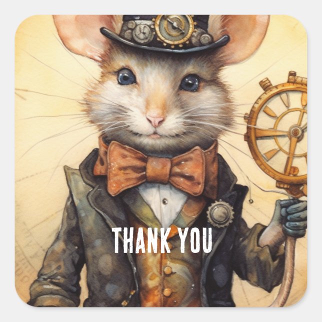 Goudawhisk steampunk square sticker (Front)