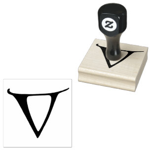 Goudy-Lombardic Gothic Versal Capital Letter V Rubber Stamp